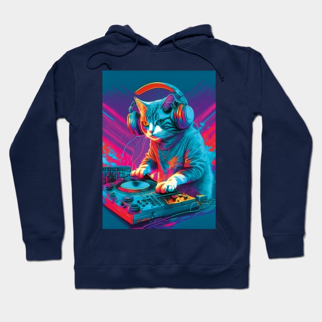 DJ Cat party Hoodie by HarlinDesign